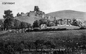 Corfe Castle, from Church Knowle Road c1910