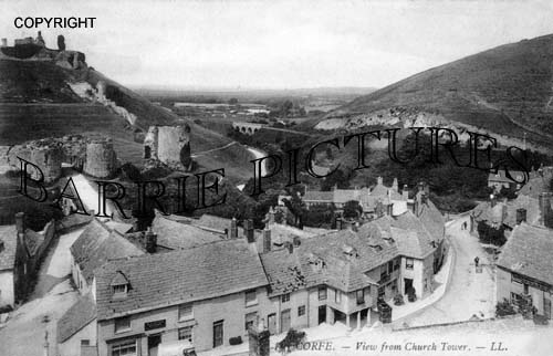 Corfe Castle, from the Church Tower c1905