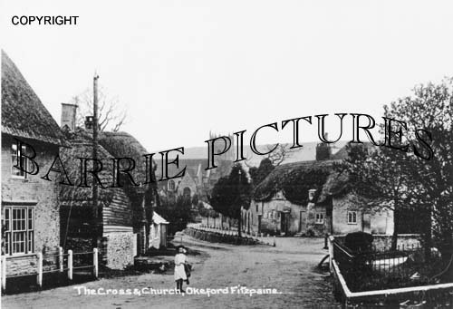 Okeford Fitzpaine, The Cross and Church c1910