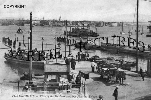 Portsmouth, view of the Harbour showing Floating Bridge c1900